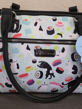 Lily Bloom Sushi Cat Tote with Black Trim